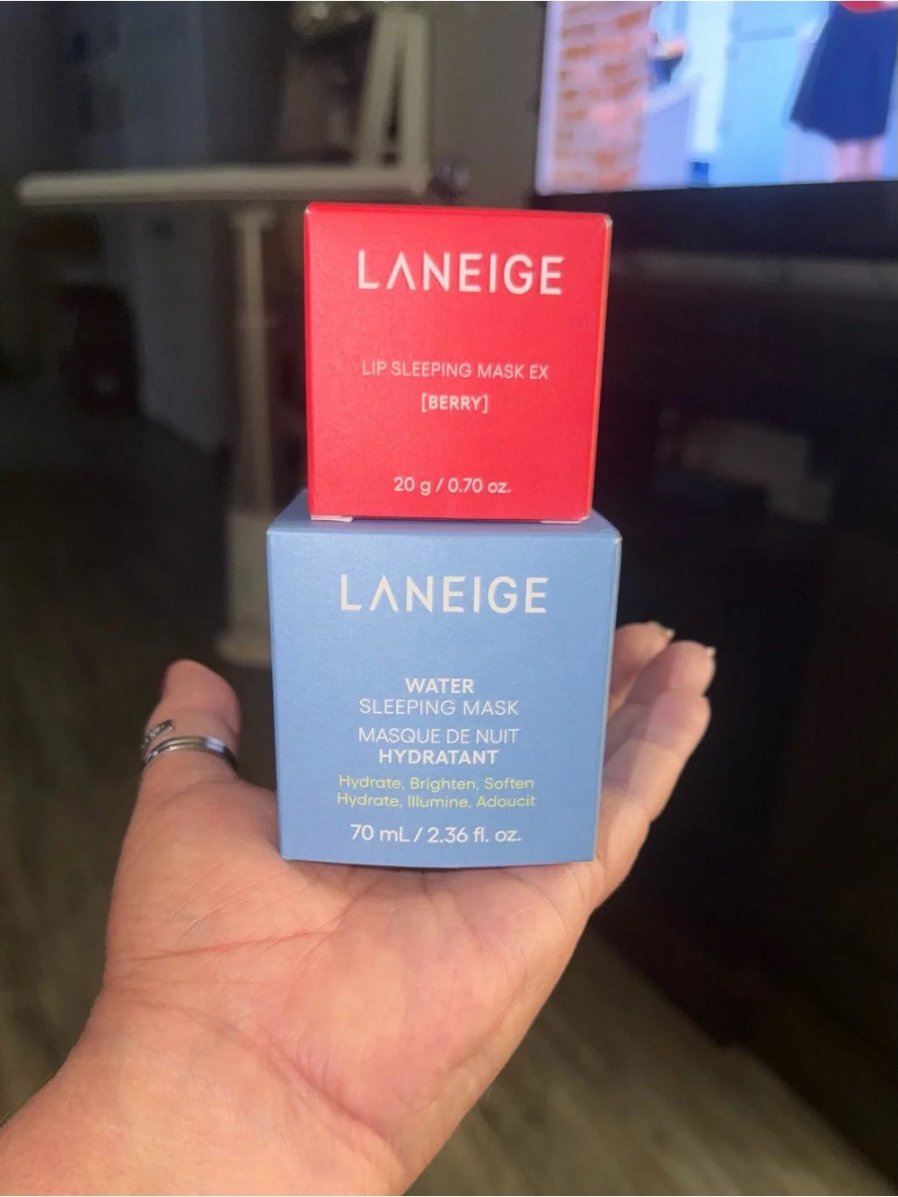 LANEIGE Water Sleeping Mask & Lip Sleeping Mask in Berry. Full Size